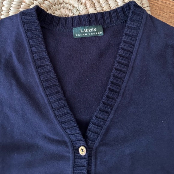 Ralph Lauren Navy Blue Cardigan V-Neck Knit Sweater - Picture 4 of 11